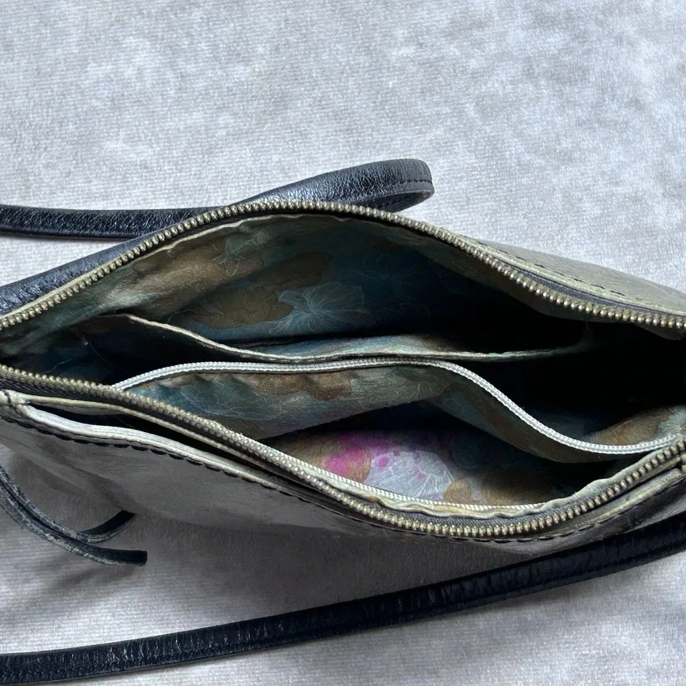 Hobo The Original Leather Grey Small Crossbody Zip Closure